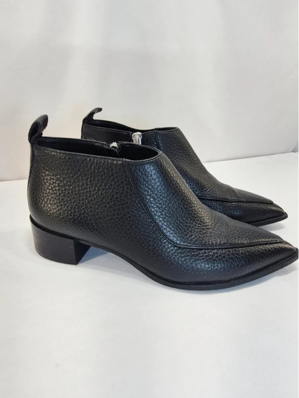 Everlane The Boss Ankle Booties Black Leather Zip Pointed Toe Women's 6